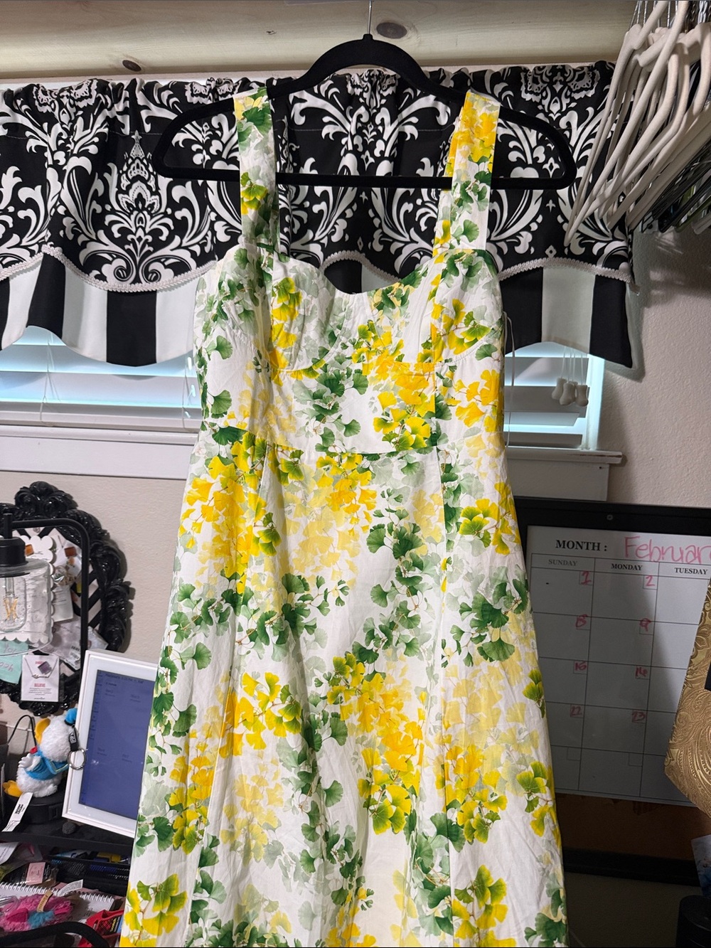 Vici White Maxi Dress with Yellow & Green Floral Print